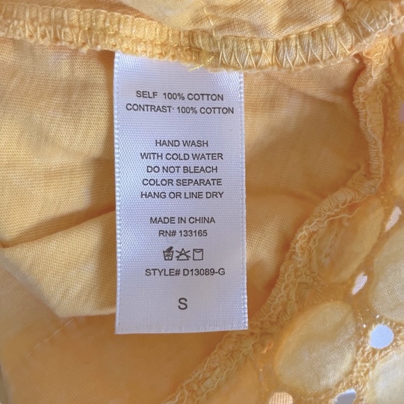 Altar’d State Yellow 3/4 Sleeve Boho Top Size S - Picture 5 of 5